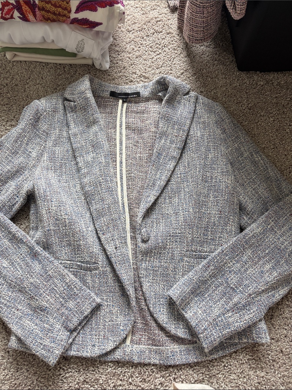 Amanda & Chelsea Light Blue Tweed Blazer Jacket